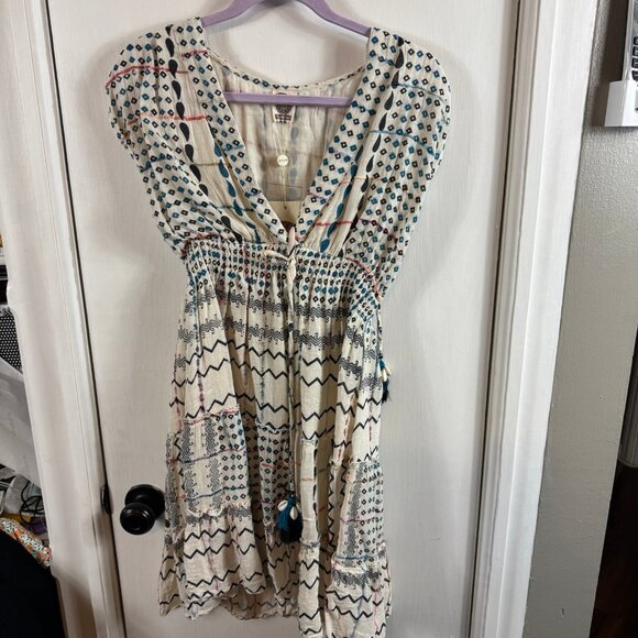 Sumitra Boho Cotton Tassel Shell Embellished Dress Free Size - Picture 2 of 11